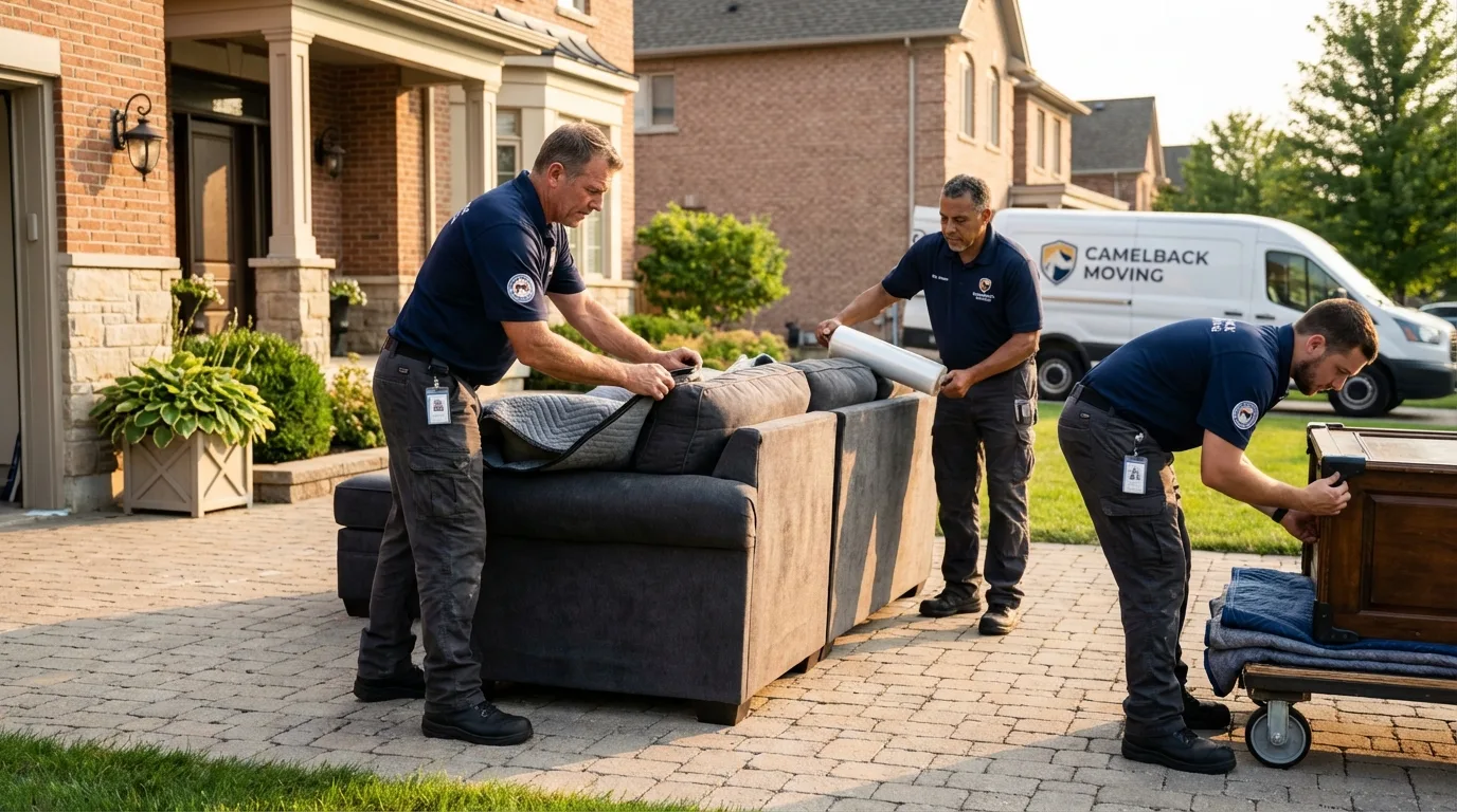Large estate moving crew wrapping furniture in Merritt Island, FL
