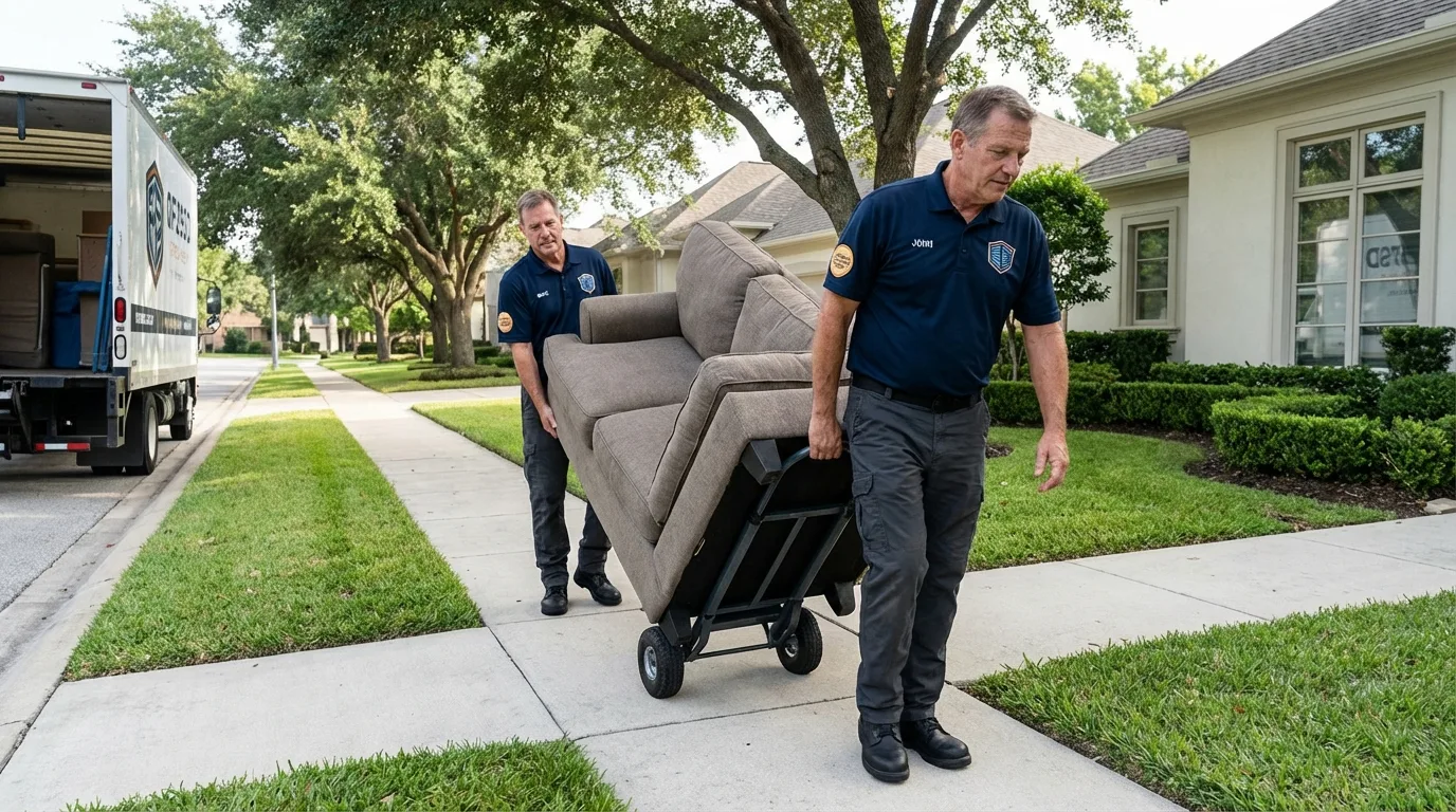 Local residential moving crew loading furniture in Merritt Island, FL